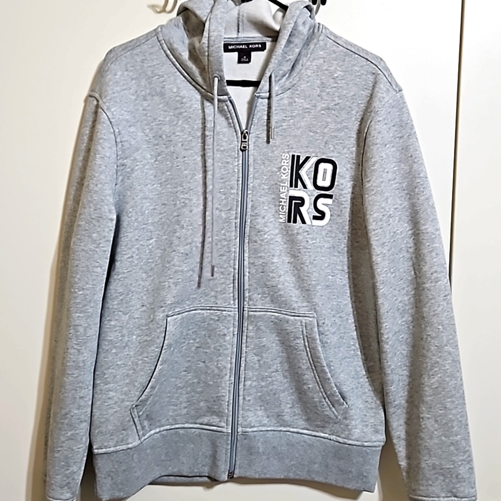 MICHAEL KORS- NEW- NEVER WORN- UNISEX- GRAY ZIPPER WITH HOODED JACKET